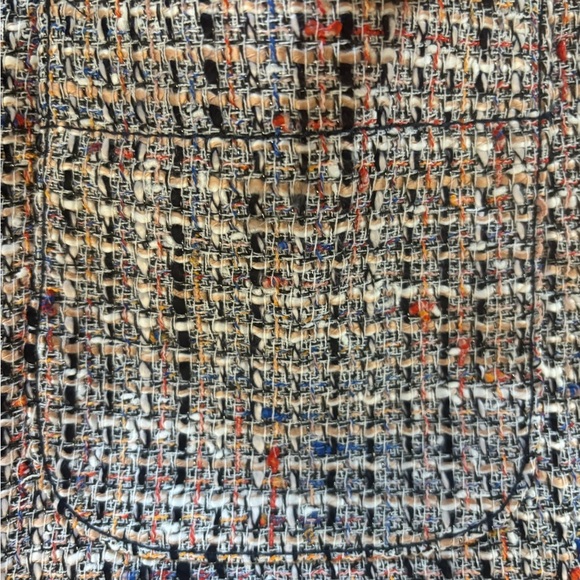 LOFT  Career Skirt  Size 6 Navy Peach  Tweed  Front Pockets  Lined Above Knee - Picture 6 of 9